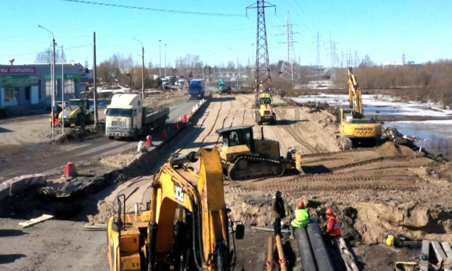 Активные дорожные работы возобновились на Окружном шоссе Архангельска