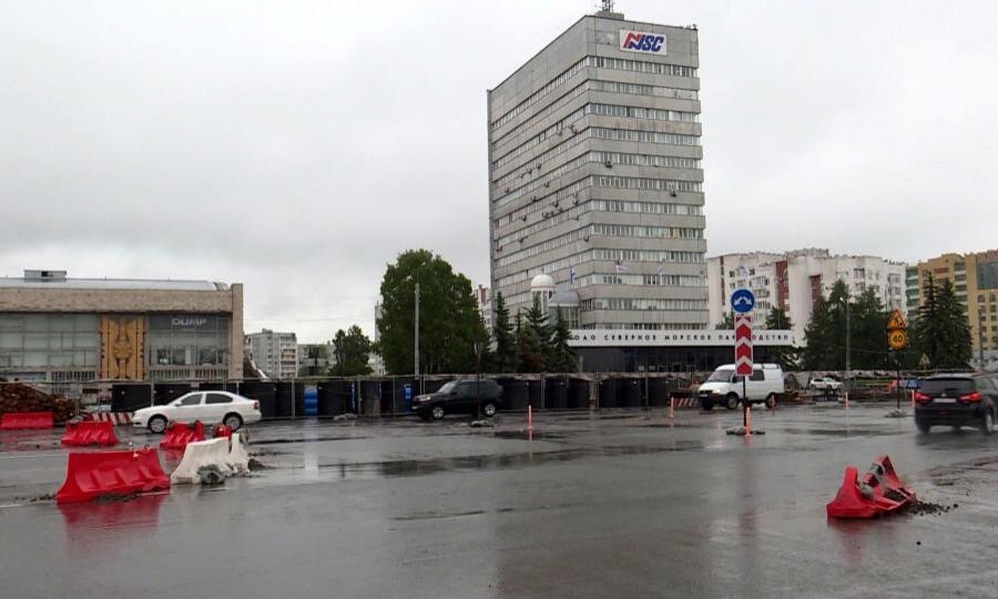 Реконструкция площади Профсоюзов в Архангельске предположительно будет продолжена во второй половине июля